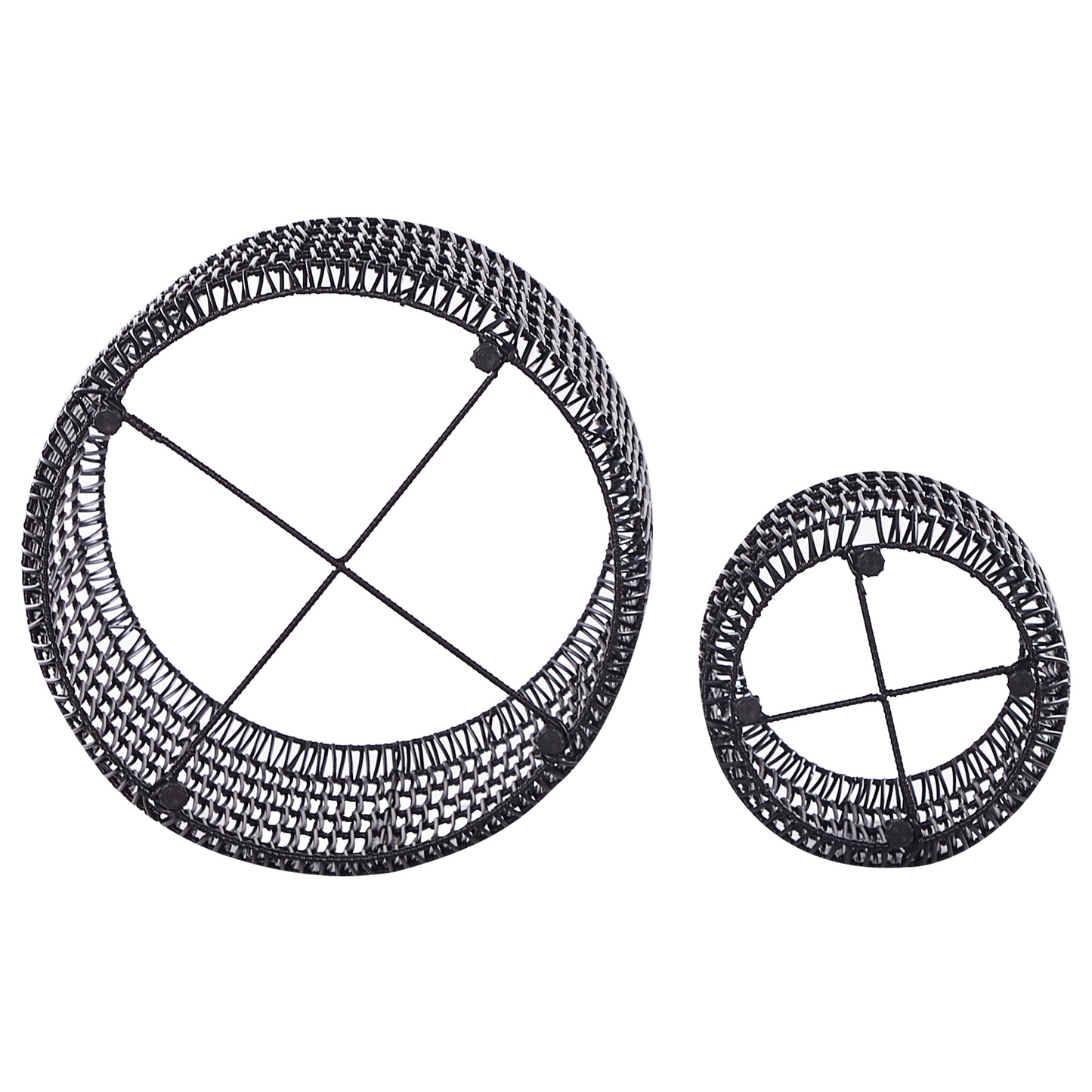 Black PE Rattan Plant Pots Set Of 2 With Plastic Inserts