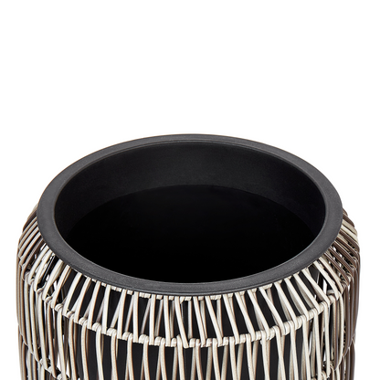 Light Brown PE Rattan Plant Pots Set 2 With Plastic Insert
