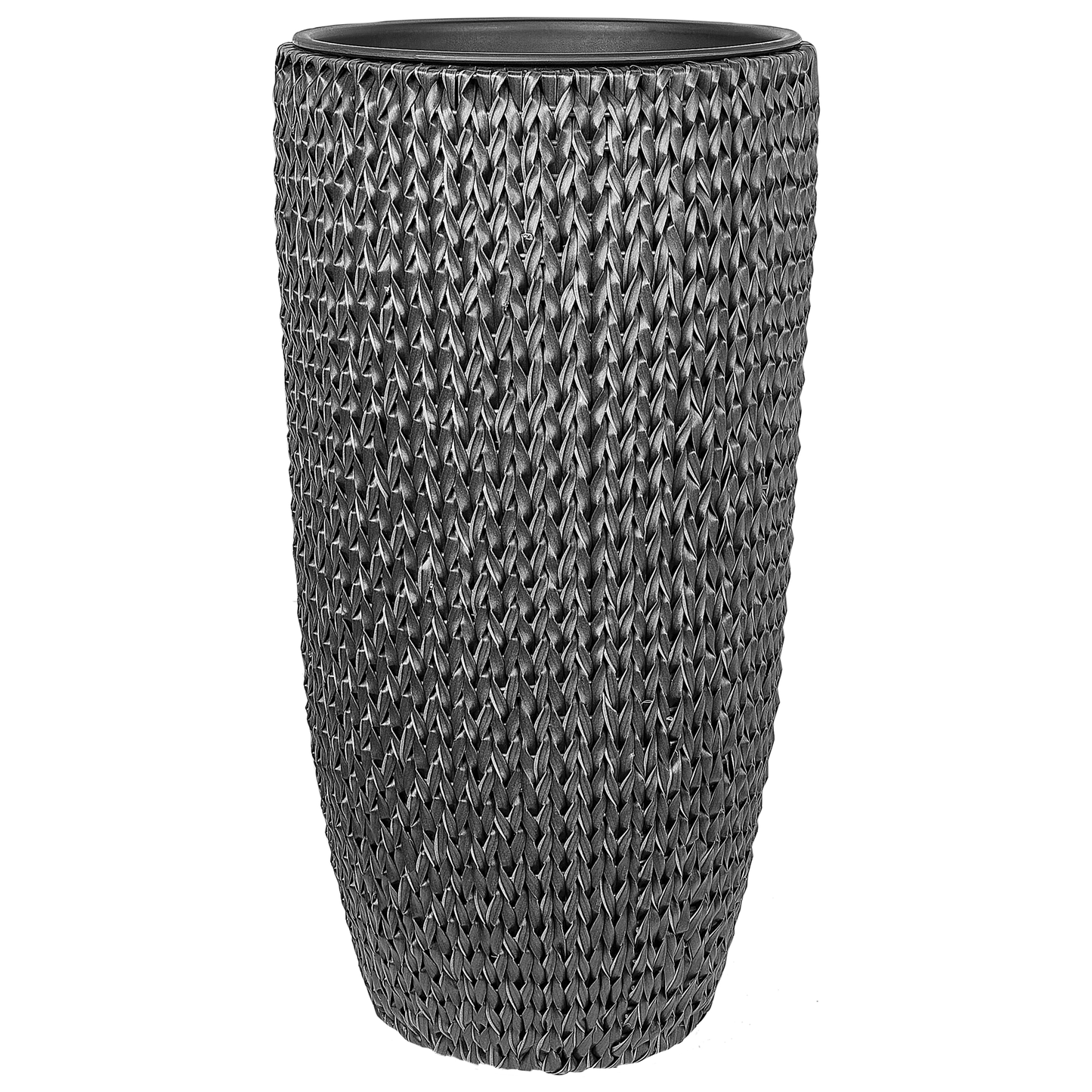 Black PE Rattan Plant Pots Set Of 2 Indoor Outdoor