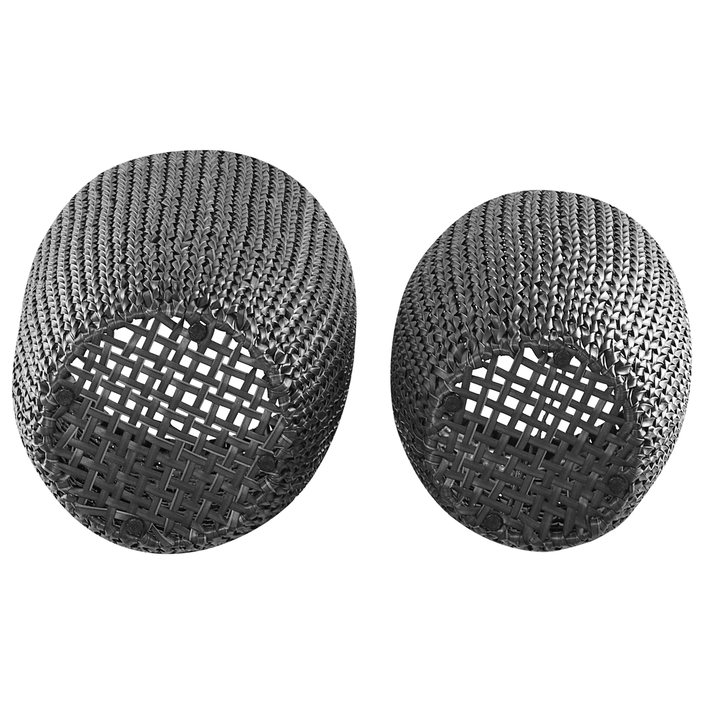 Black PE Rattan Plant Pots Set Of 2 Indoor Outdoor