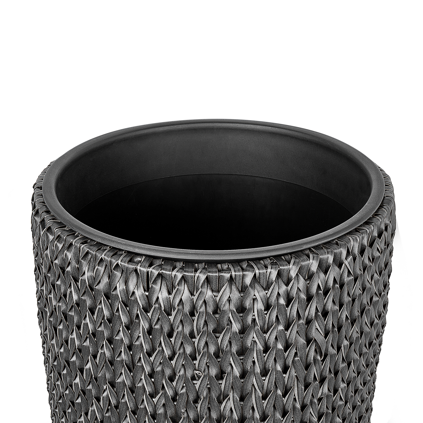Black PE Rattan Plant Pots Set Of 2 Indoor Outdoor