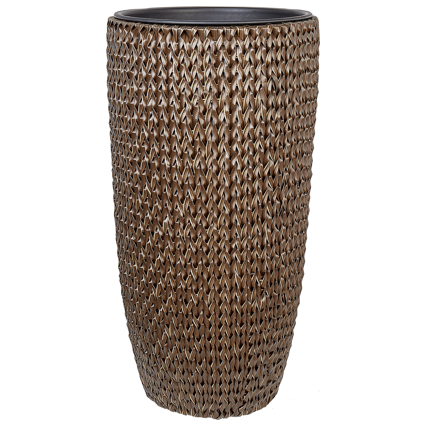 Brown PE Rattan Plant Pots Set Of 2 With Plastic Insert