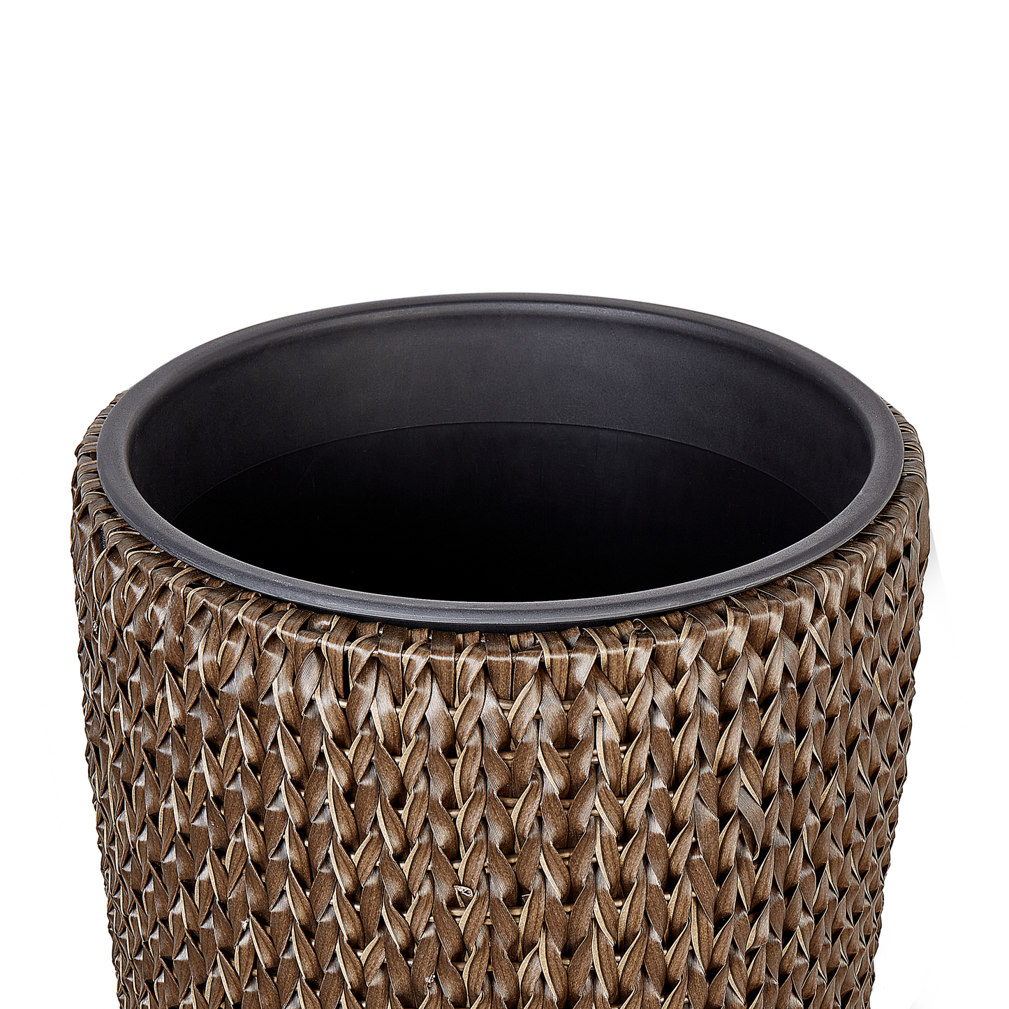 Brown PE Rattan Plant Pots Set Of 2 With Plastic Insert