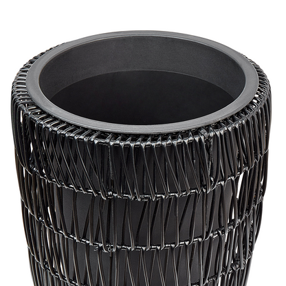 Black PE Rattan Plant Pots Set of 2 With Plastic Insert