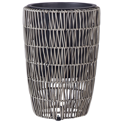 Brown Two Pack PE Rattan Plant Pots With Plastic Inserts