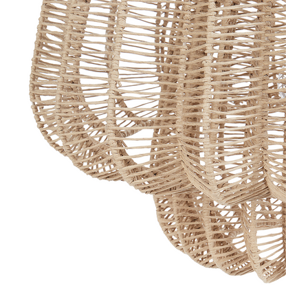Japandi Pendant Lamp Handcrafted Beige Paper Rope Shade Geometric Cage
