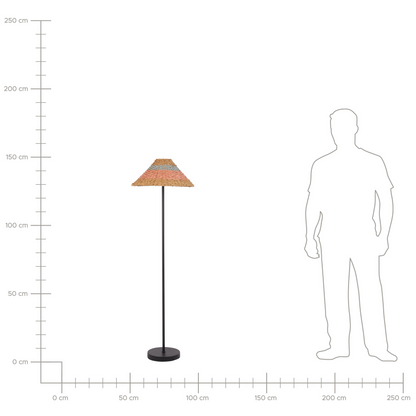 Floor Lamp With Black Beige Pink Blue Paper Rope Shade And Sturdy Metal Base