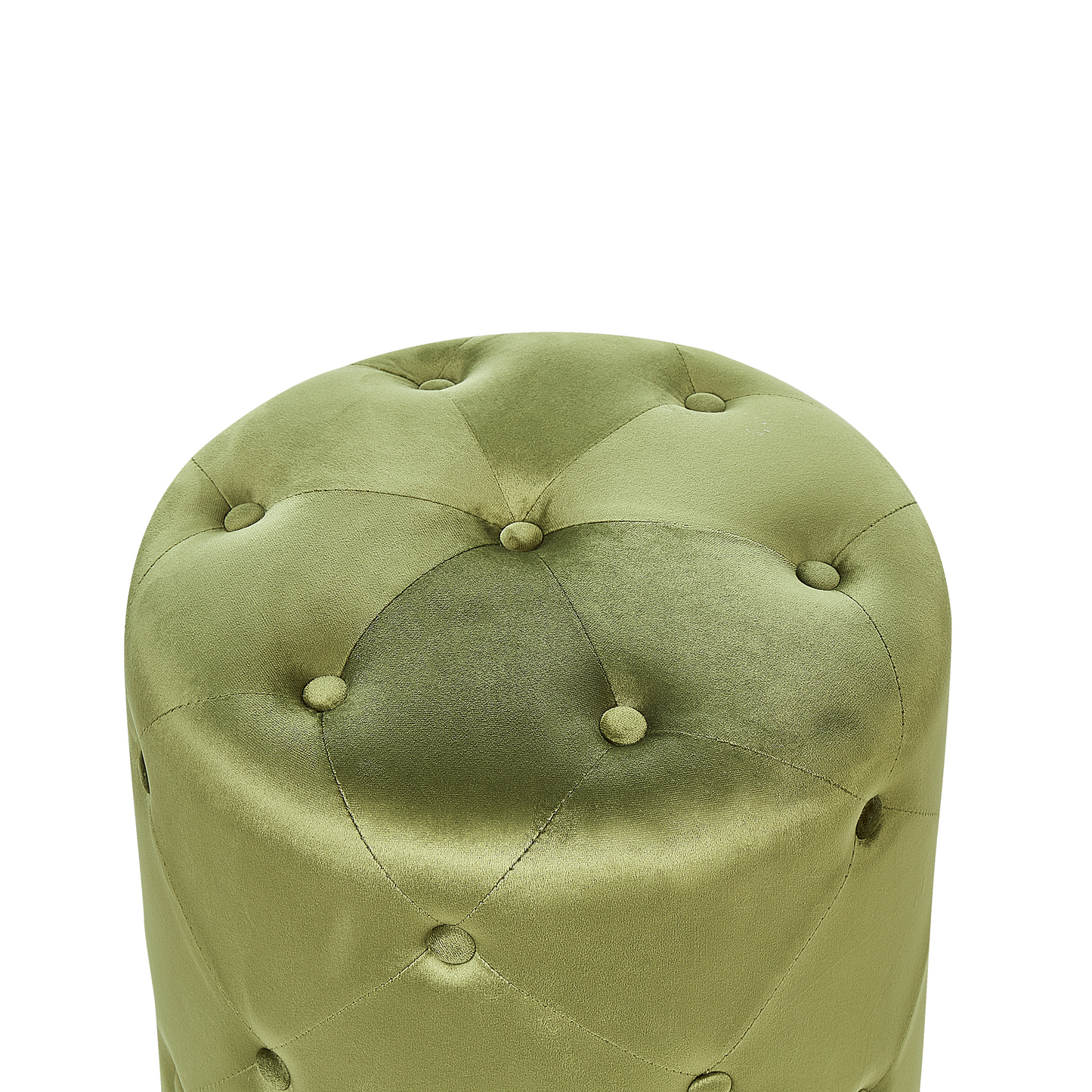 Velvet Round Olive Tufted 40cm Ottoman Pouffe