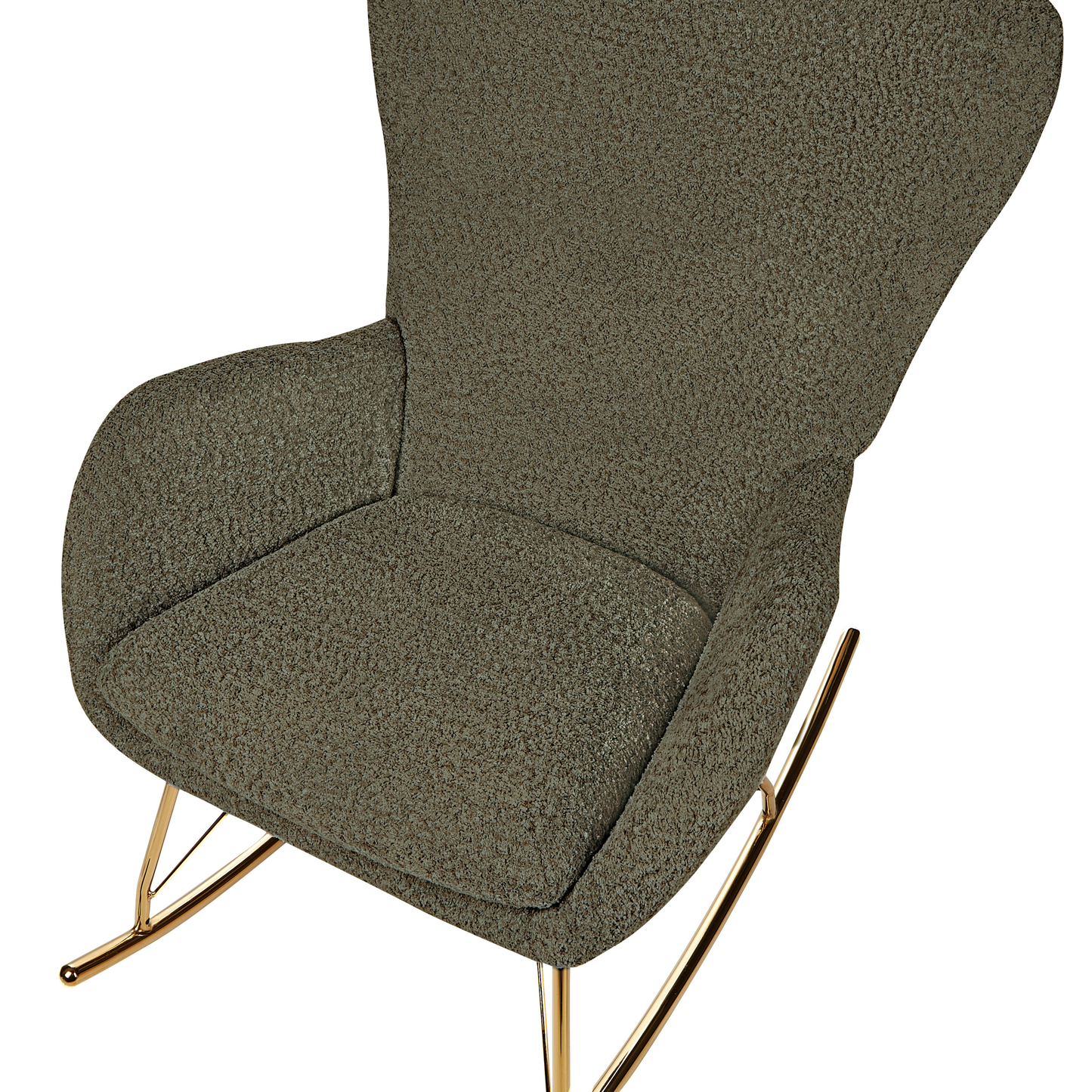 Rocking Chair Dark Green Boucl? with Metal Legs