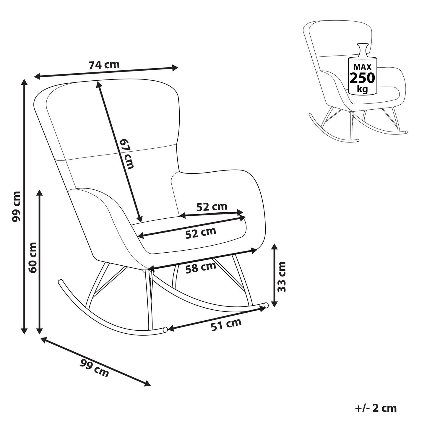 Rocking Chair Dark Green Boucl? with Metal Legs