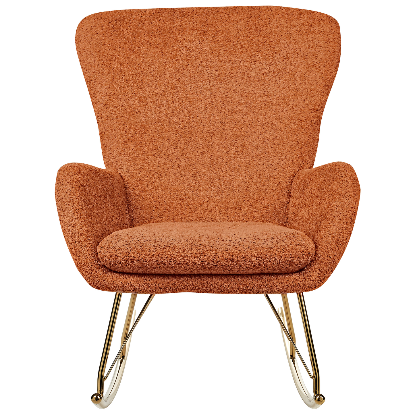 Rocking Chair Boucle Orange With Metal Legs
