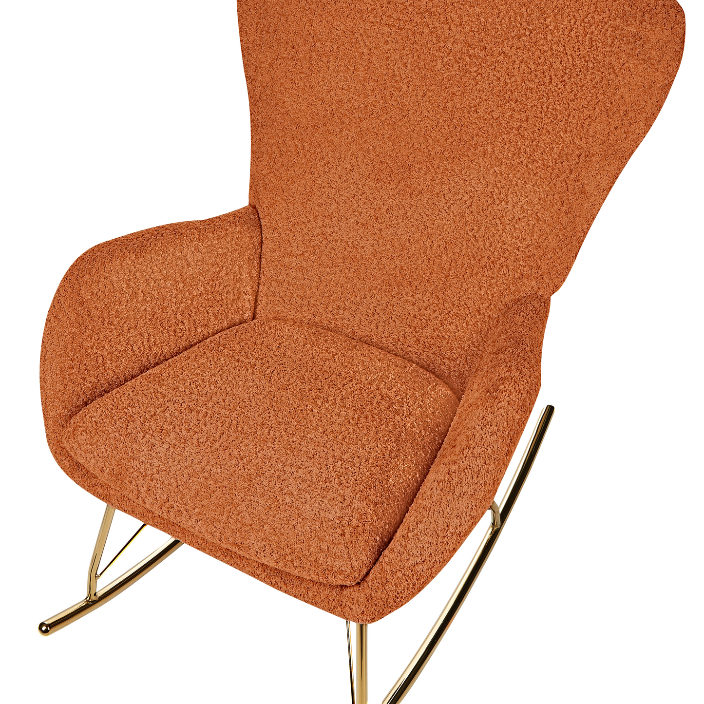 Rocking Chair Boucle Orange With Metal Legs