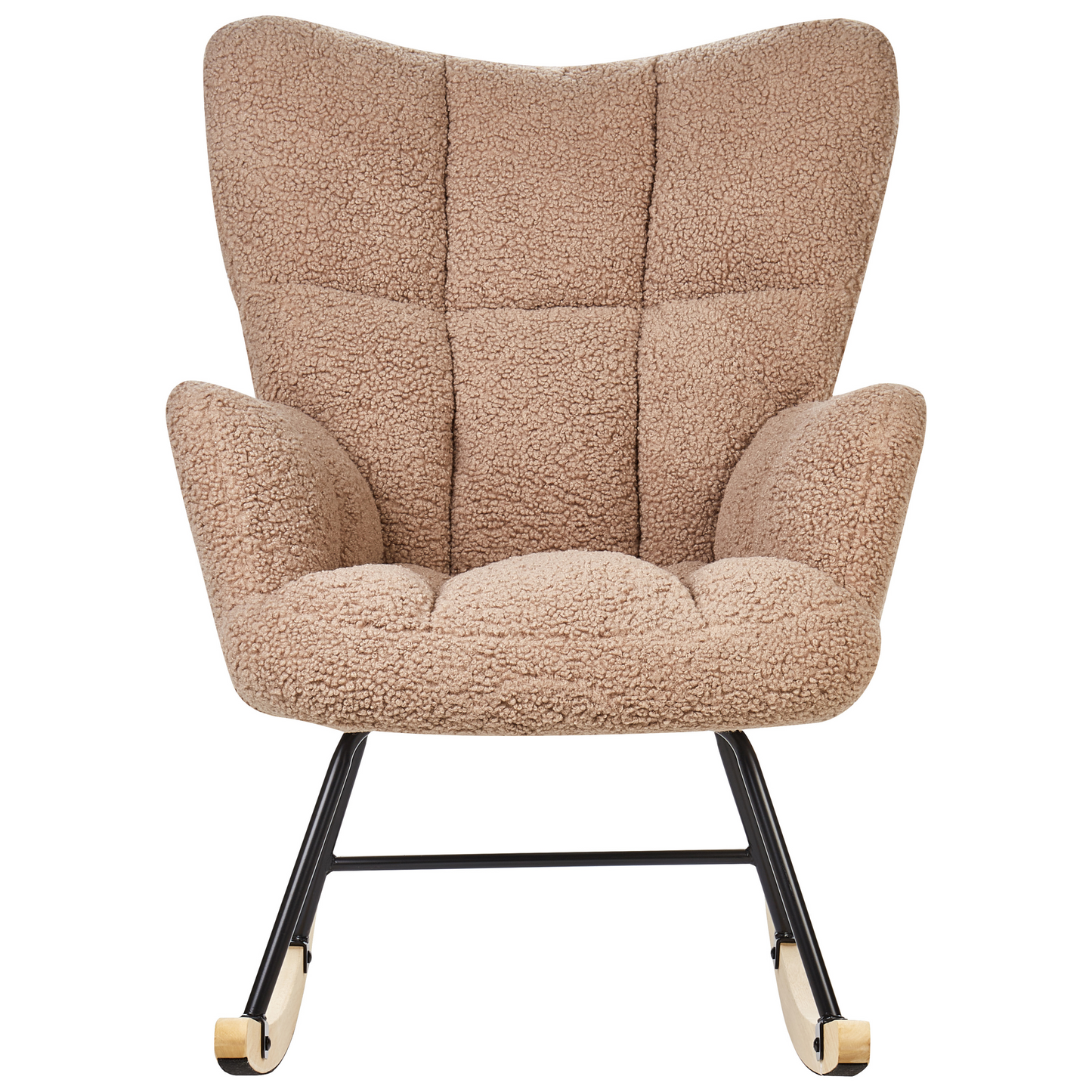 Rocking Chair Sand Beige Boucle With Tufted Biscuit Upholstery