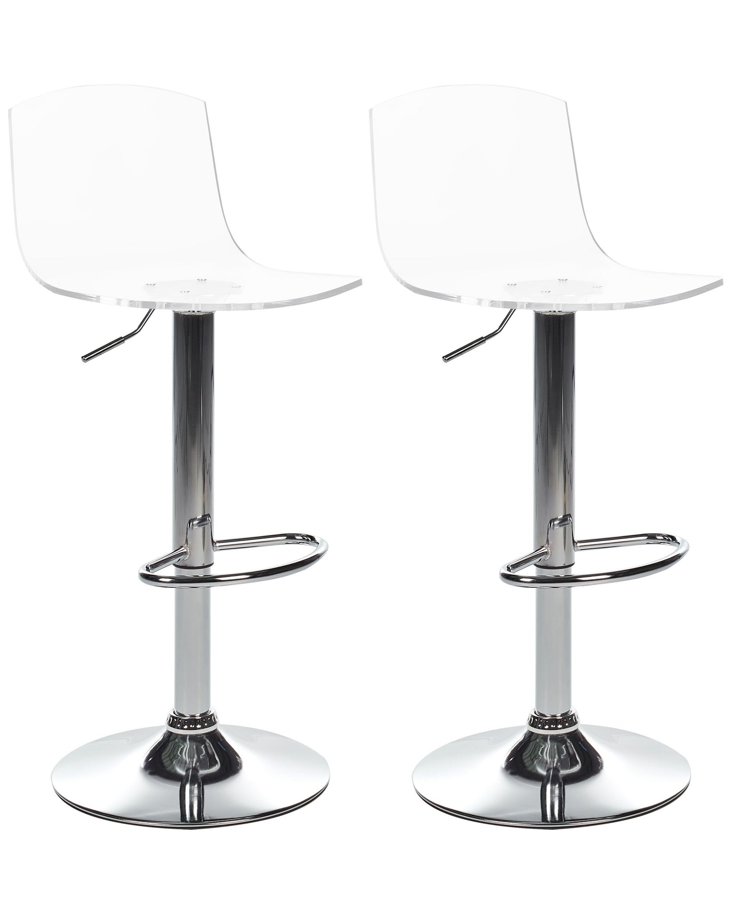 Set of 2 Transparent Acrylic Swivel Gas Lift Bar Stools
