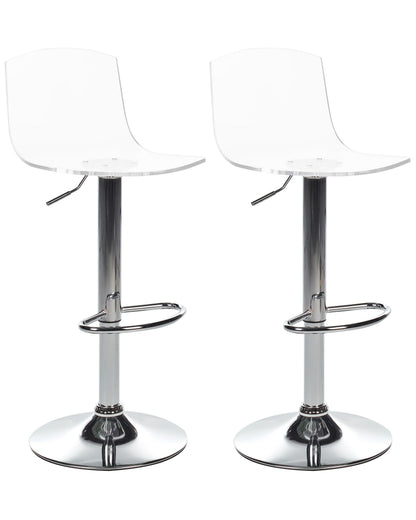 Set of 2 Transparent Acrylic Swivel Gas Lift Bar Stools