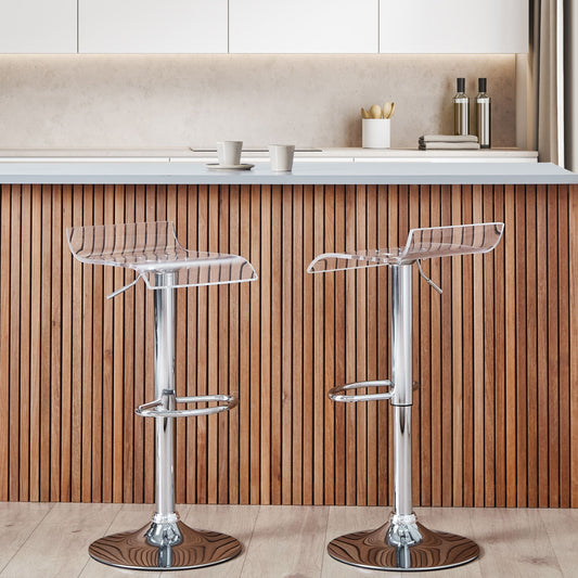 Acrylic Bar Stool Set of 2 Swivel Gas Lift Adjustable Height Modern Counter Stools
