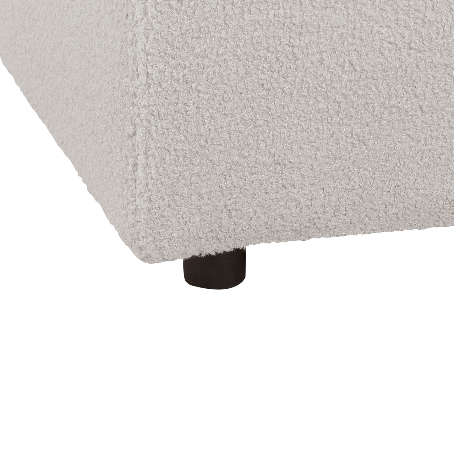 Light Grey Boucle Ottoman Footstool Minimalist