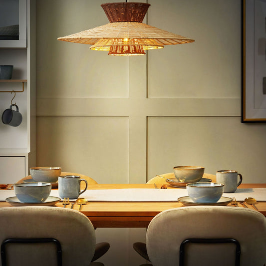 Rattan Pendant Lamp Natural Brown Beige Boho Style