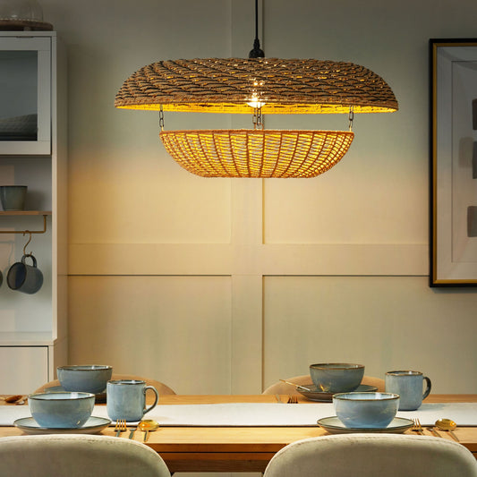 Pentant Pendant Lamp Natural Paper Rope Shade Hanging Light