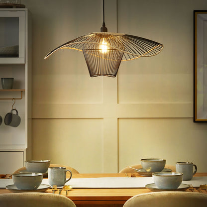 Pentant Pendant Lamp Black Iron And Rattan Shade Hanging Light For Modern Decor For Any Room