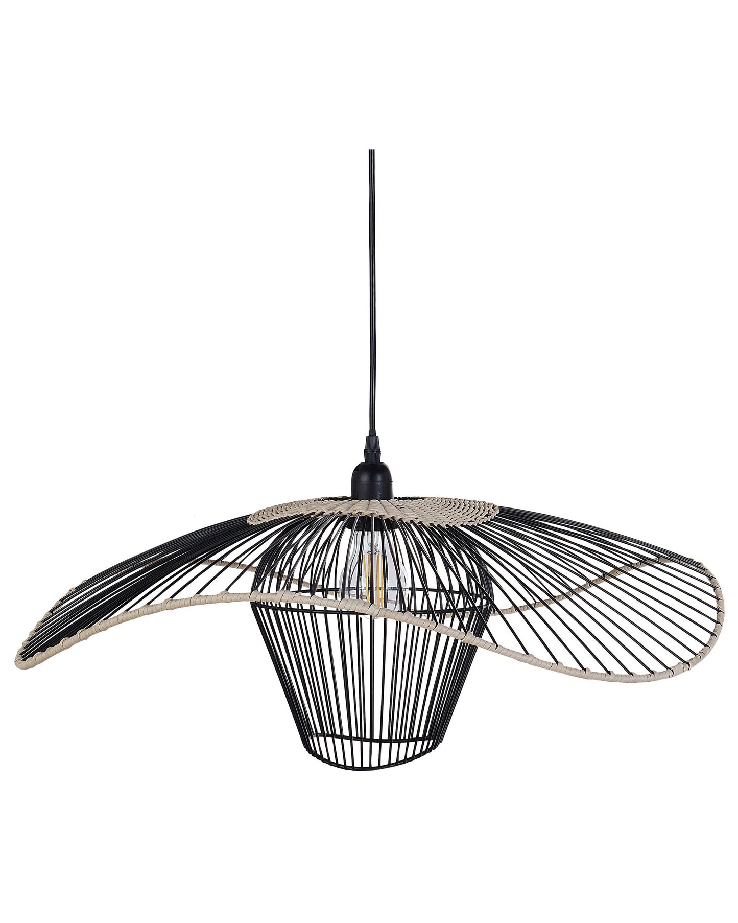 Pentant Pendant Lamp Black Iron And Rattan Shade Hanging Light For Modern Decor For Any Room