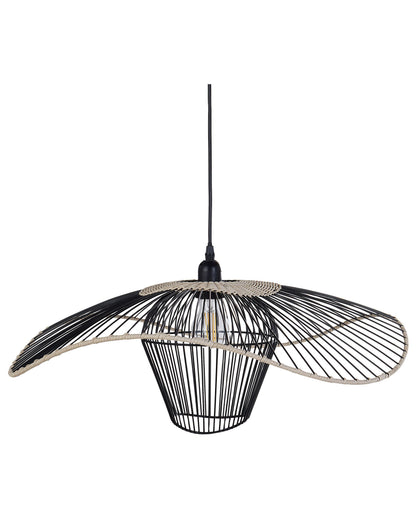 Pentant Pendant Lamp Black Iron And Rattan Shade Hanging Light For Modern Decor For Any Room