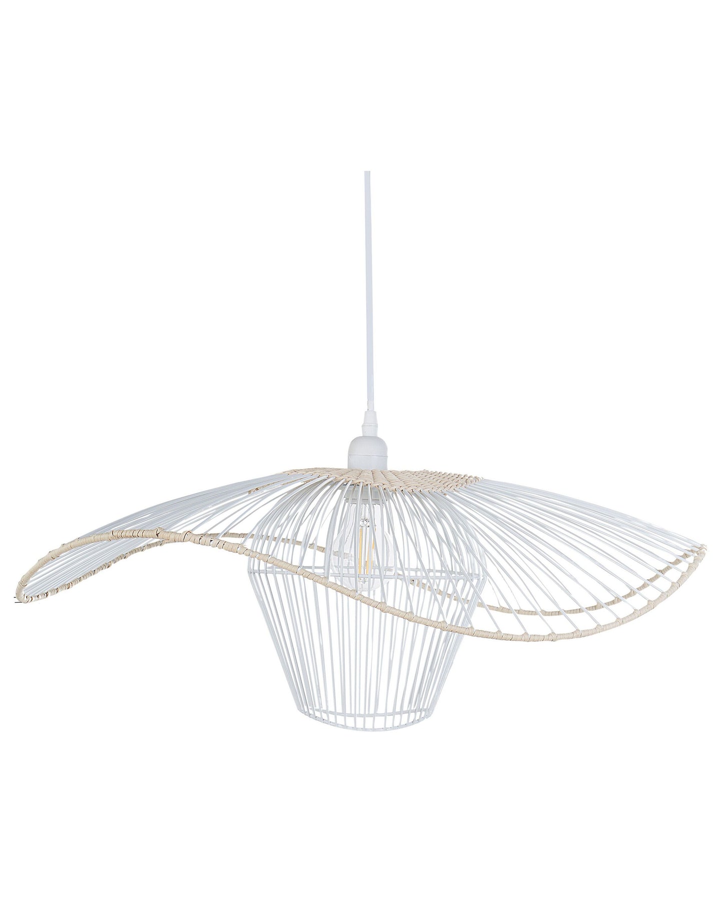 Pentant Black Pendant Lamp With Metal And Rattan Shade