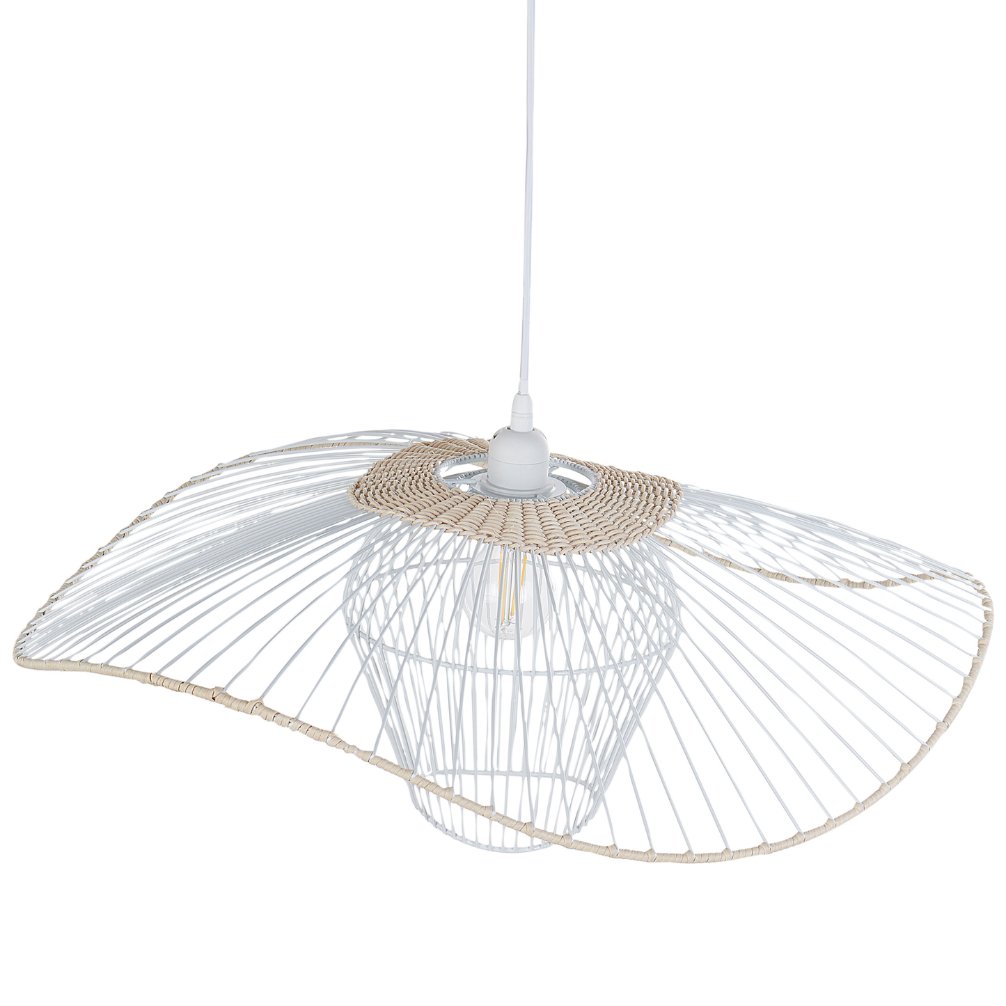 Pentant Black Pendant Lamp With Metal And Rattan Shade