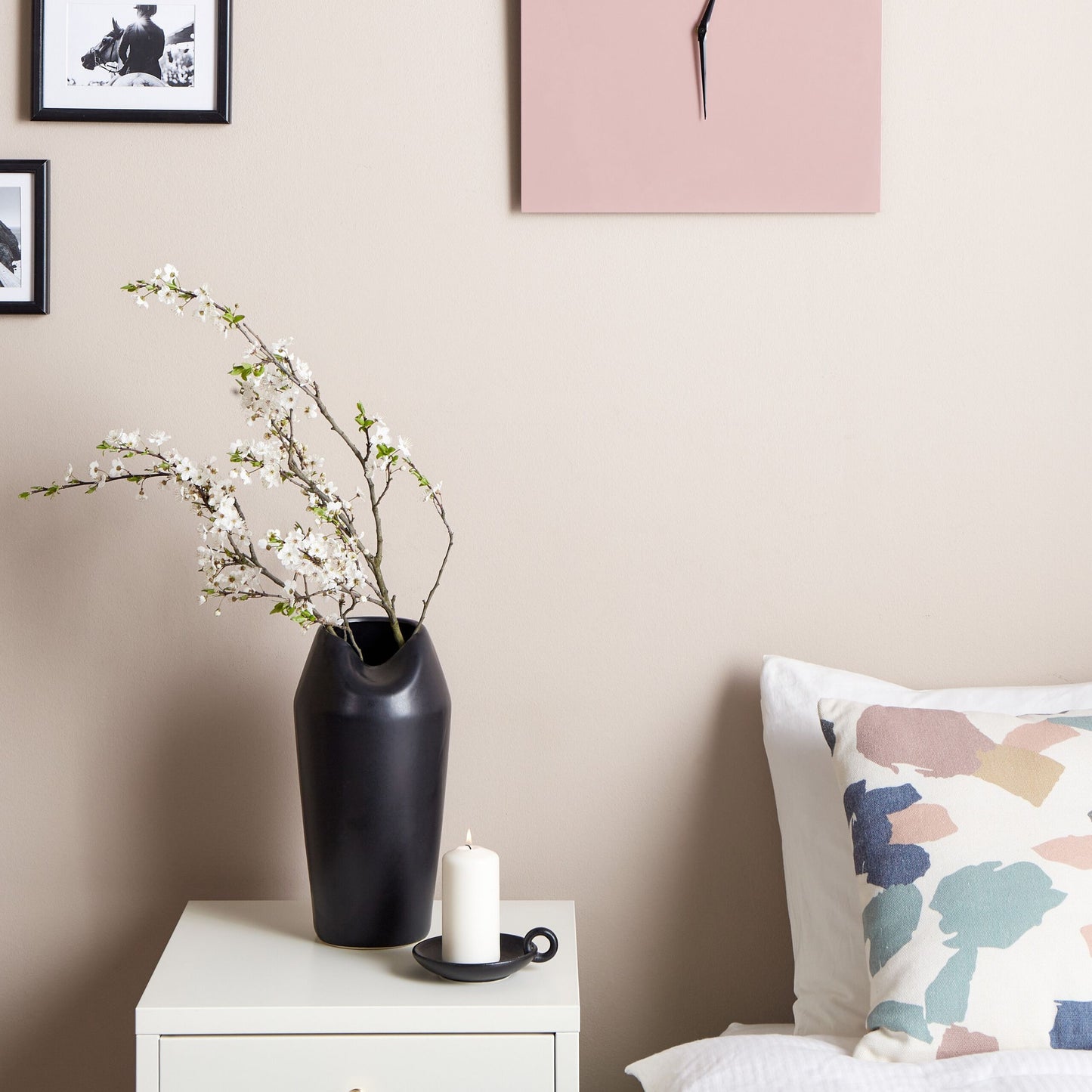 Pink Iron Frame Wall Clock 40 x 40cm Minimalist Square