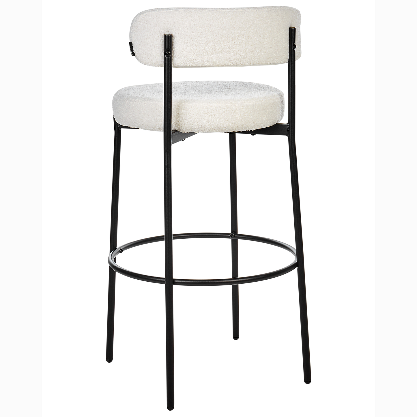 Living Set Of 2 White Boucle Bar Stools With Black Steel Legs Modern Dining Chairs