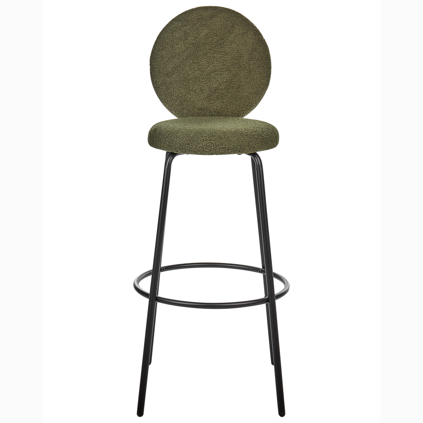 Astra Home Set Of 2 Green Boucle Bar Stools With Black Steel Legs