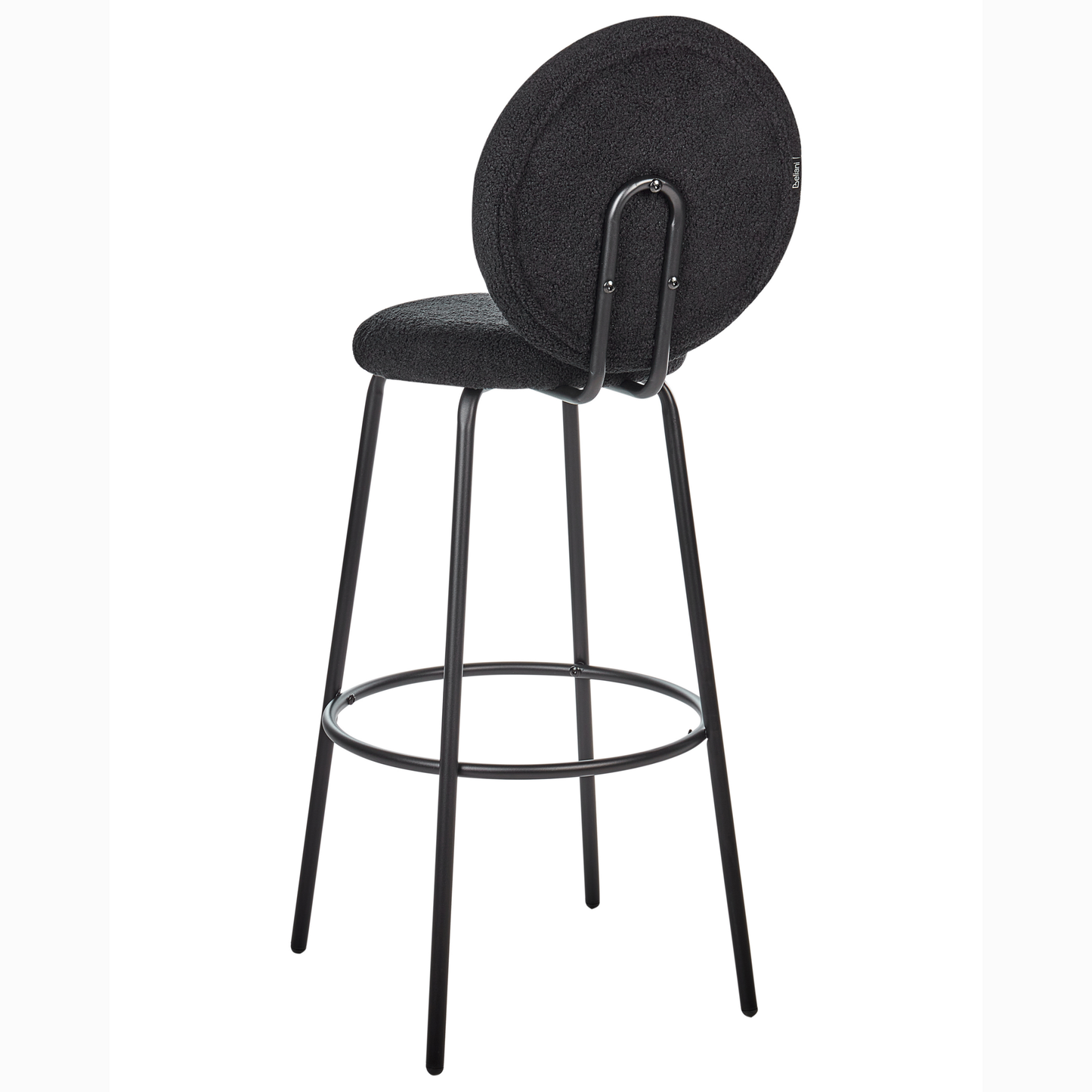 Bar Stools Set of 2 Black Boucle with Steel Legs