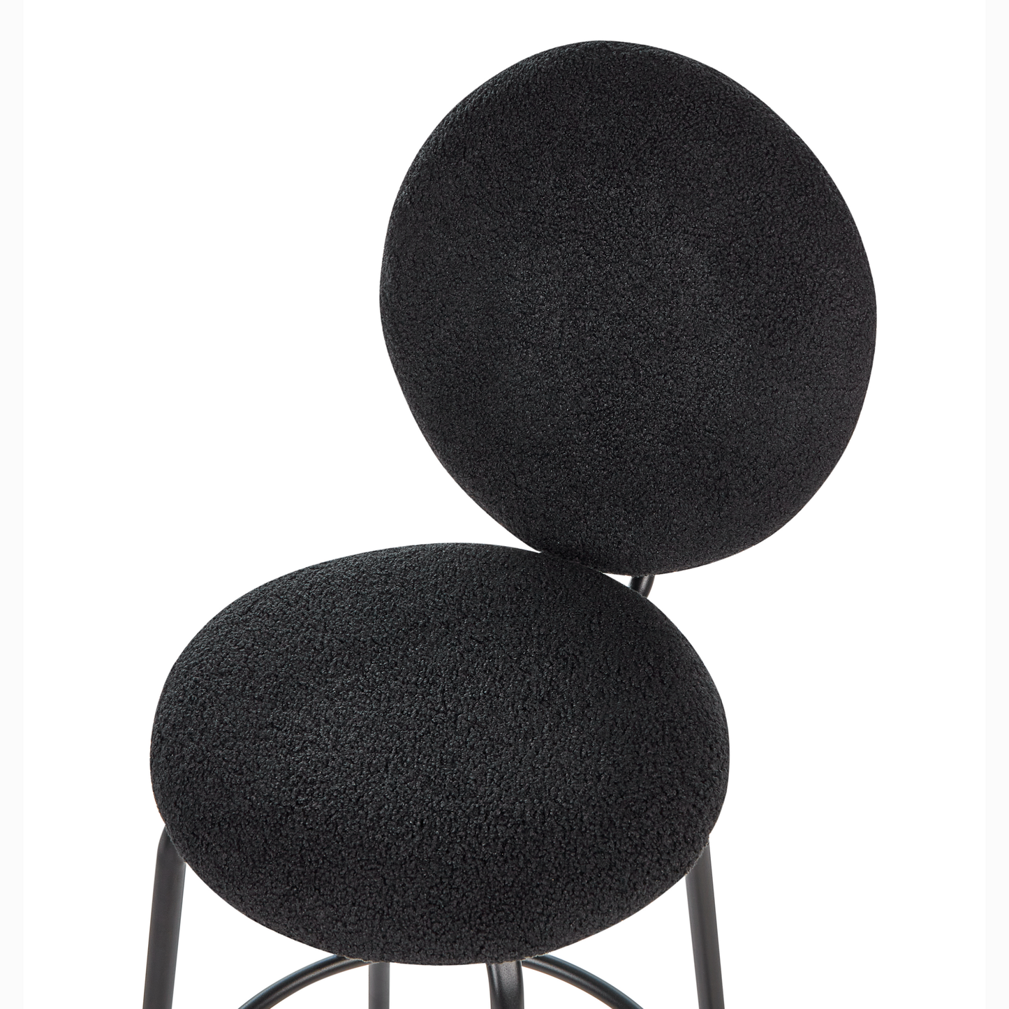 Bar Stools Set of 2 Black Boucle with Steel Legs