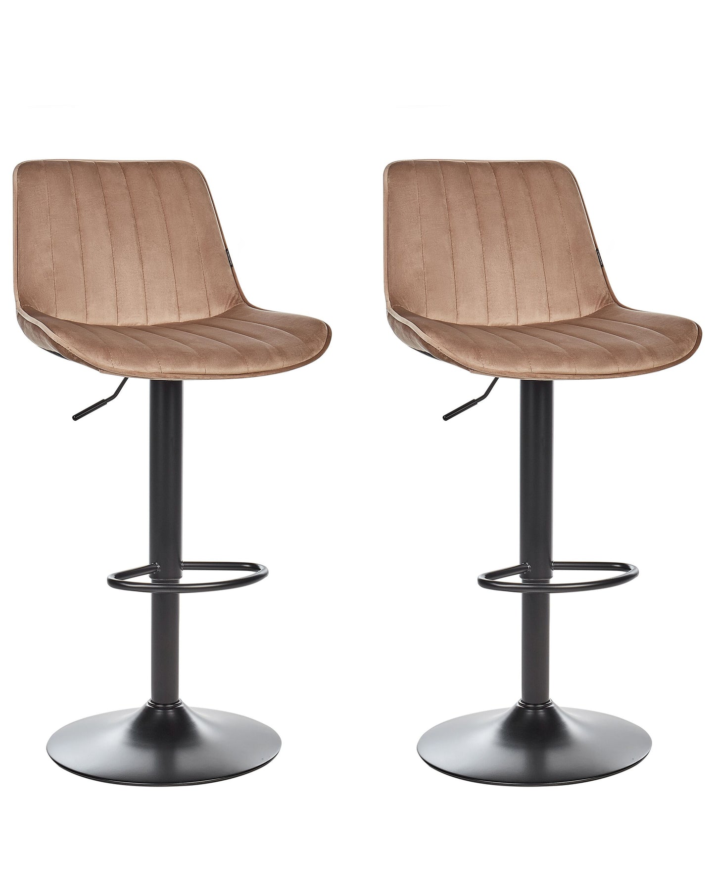 Light Brown Velvet Bar Stools 2 Pack Height Adjustable