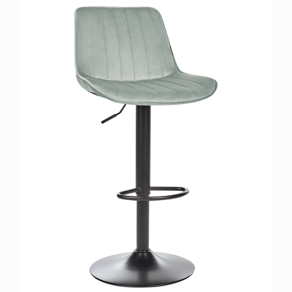 Mint Green Velvet Bar Stool Set 2 Height Adjustable Swivel