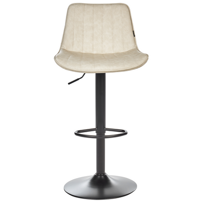Set Of 2 Light Beige Faux Leather Stools Height Adjustable