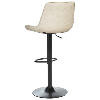 Set Of 2 Light Beige Faux Leather Stools Height Adjustable
