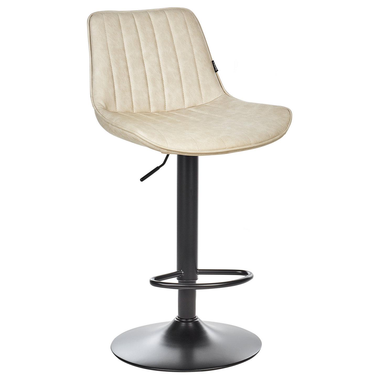 Set Of 2 Light Beige Faux Leather Stools Height Adjustable