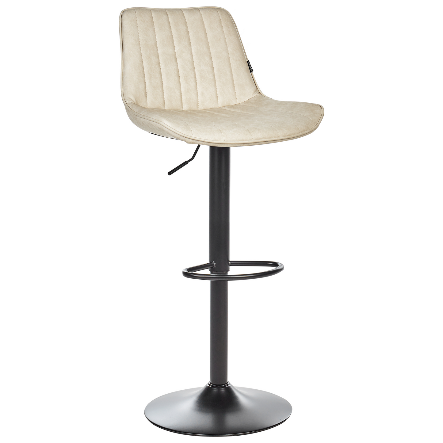Set Of 2 Light Beige Faux Leather Stools Height Adjustable