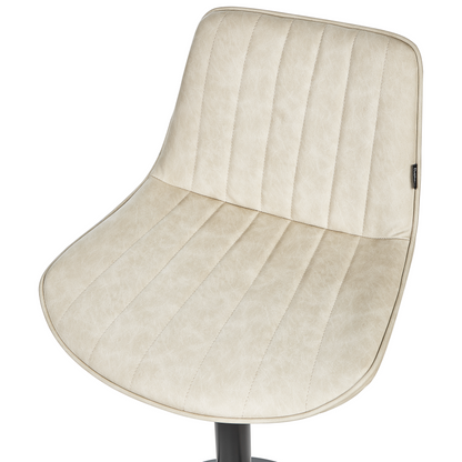Set Of 2 Light Beige Faux Leather Stools Height Adjustable