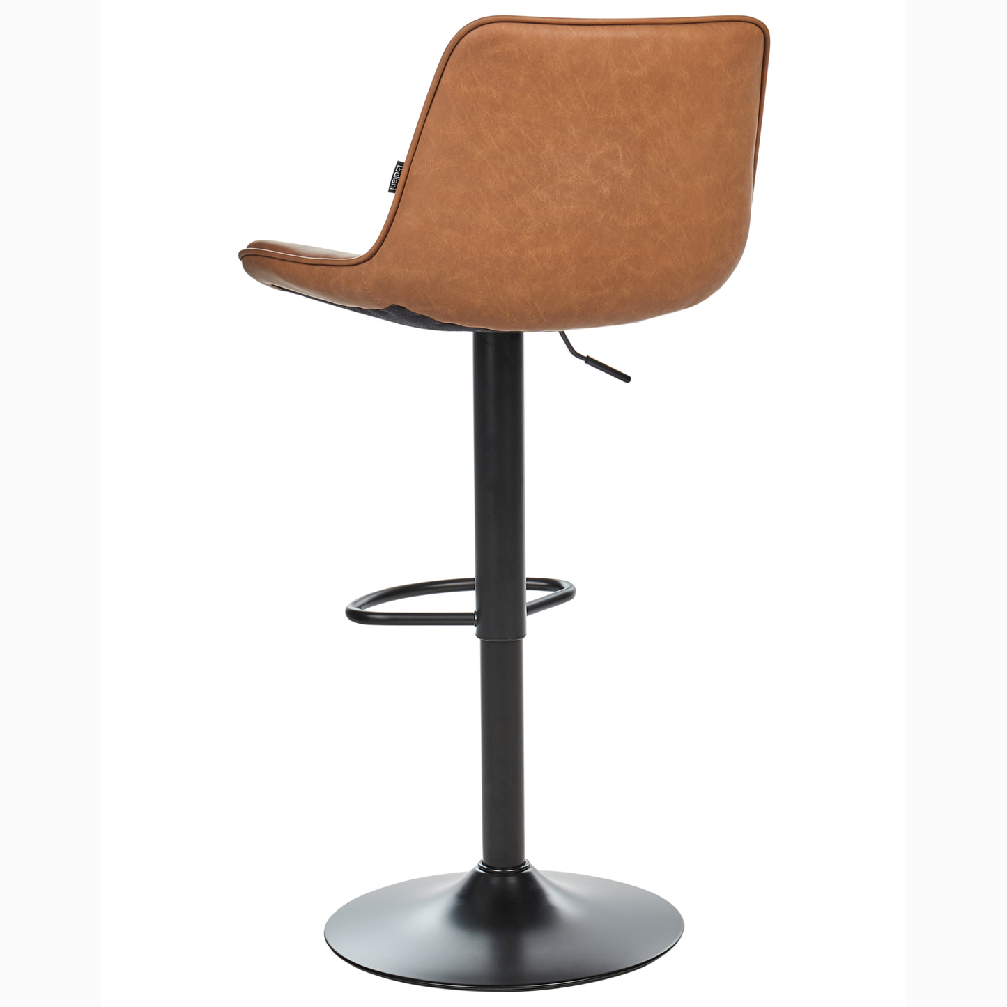 Brown Faux Leather Bar Stool Set Of 2 Height Adjustable Swivel With Footrest
