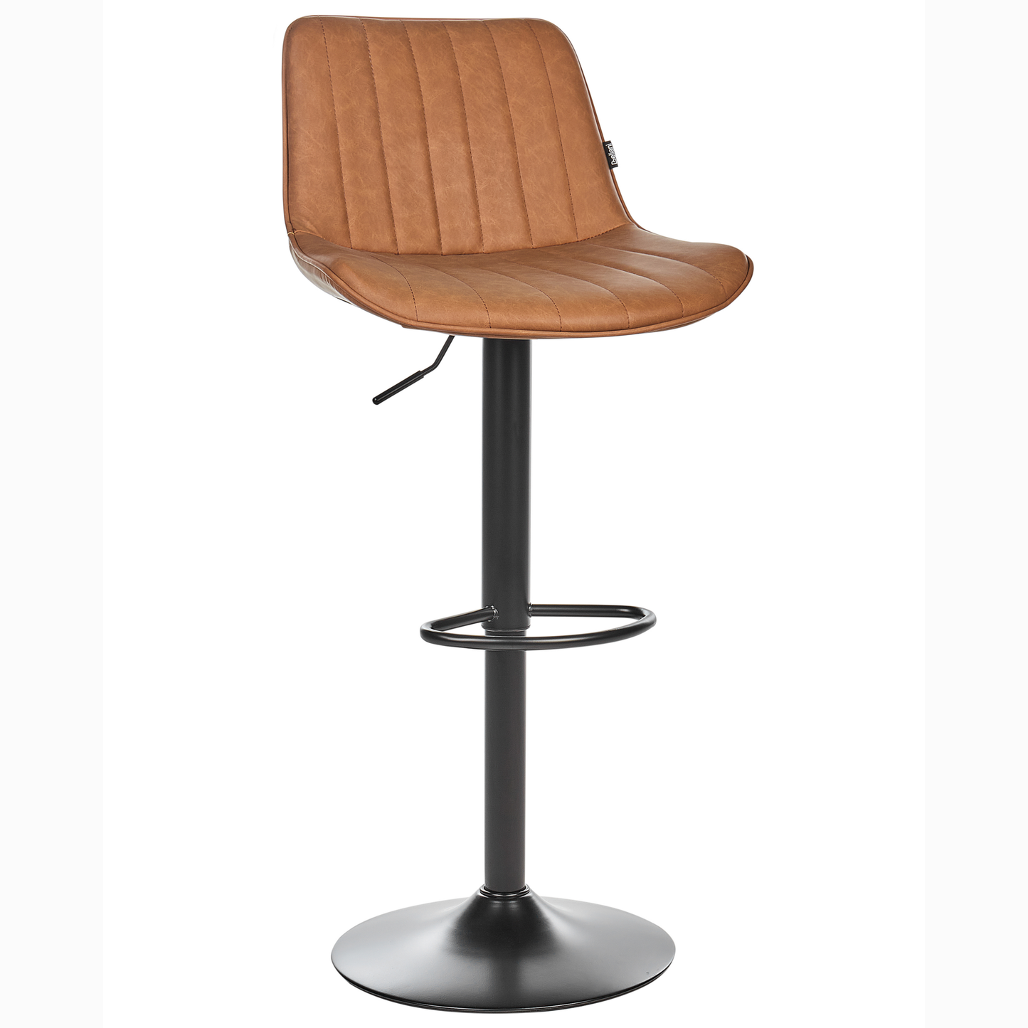 Brown Faux Leather Bar Stool Set Of 2 Height Adjustable Swivel With Footrest