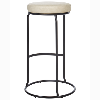 Beige Faux Leather Bar Stools Set of 2 With Black Legs