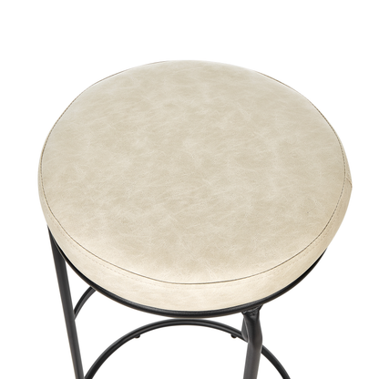 Beige Faux Leather Bar Stools Set of 2 With Black Legs
