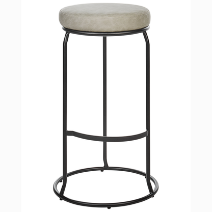Grey Faux Leather Bar Stools Set of 2 for Kitchen Island