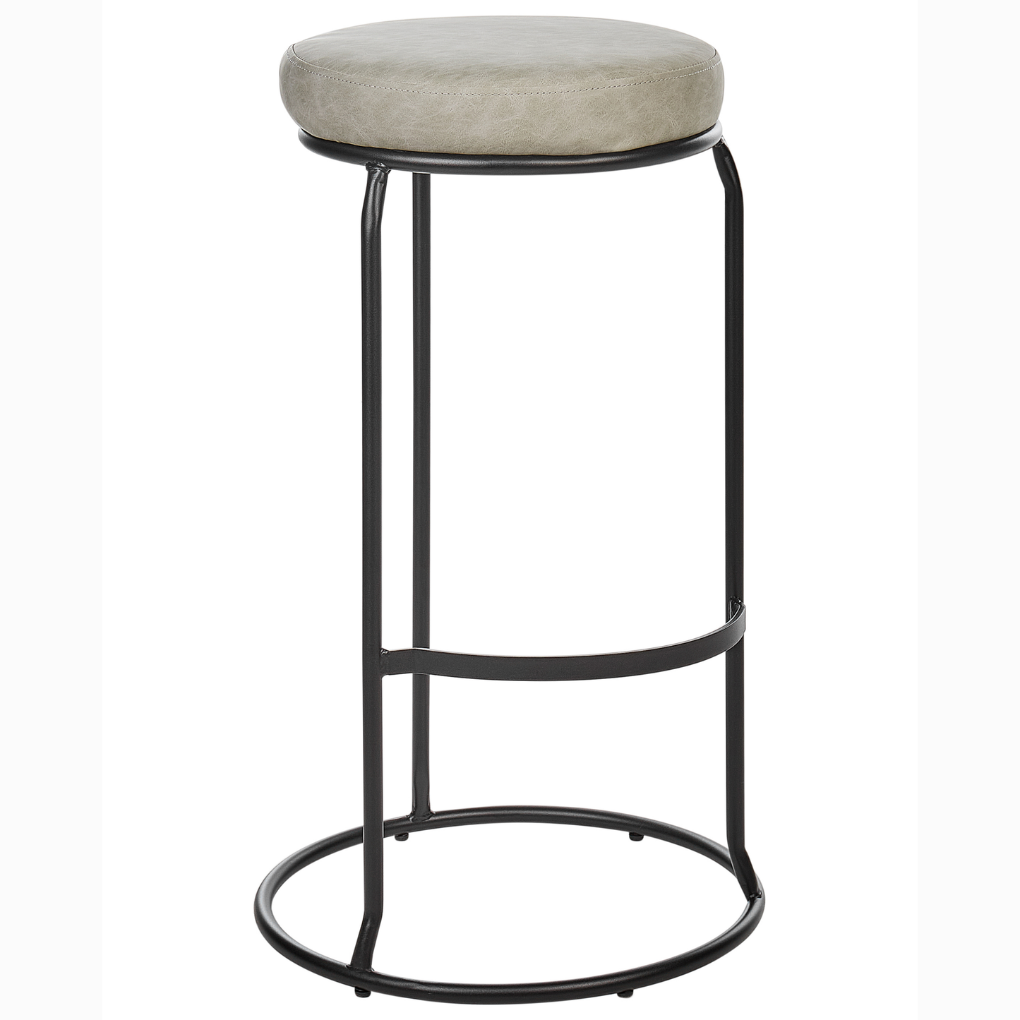 Grey Faux Leather Bar Stools Set of 2 for Kitchen Island