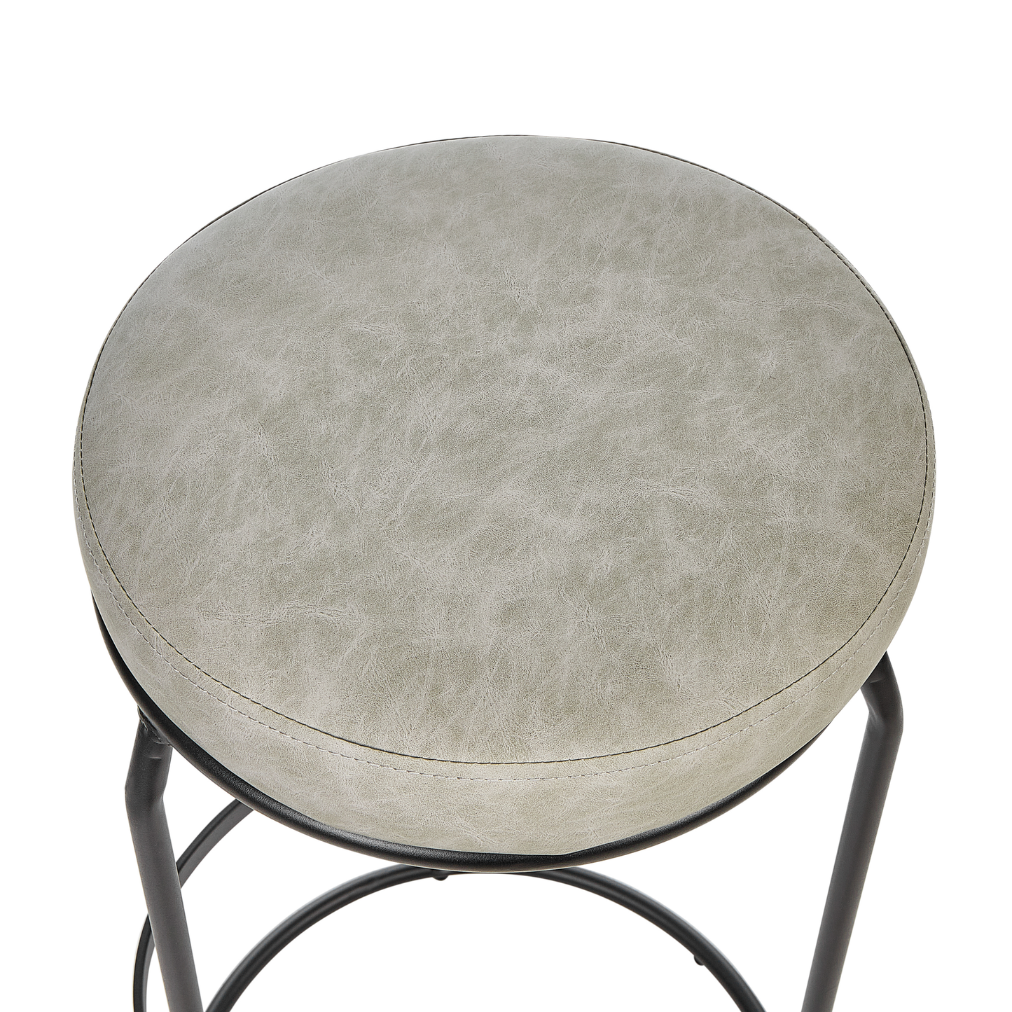 Grey Faux Leather Bar Stools Set of 2 for Kitchen Island