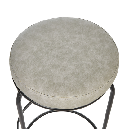 Grey Faux Leather Bar Stools Set of 2 for Kitchen Island