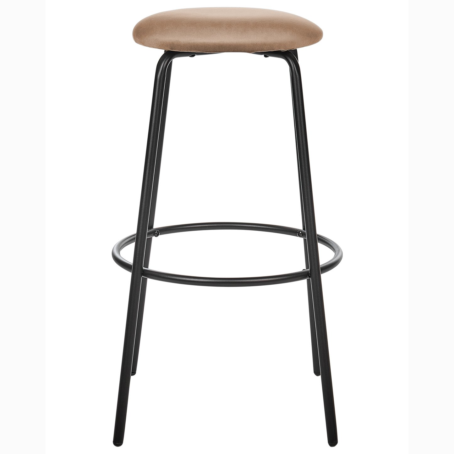 Velvet Bar Stools Set of 2 Light Brown With Footrest