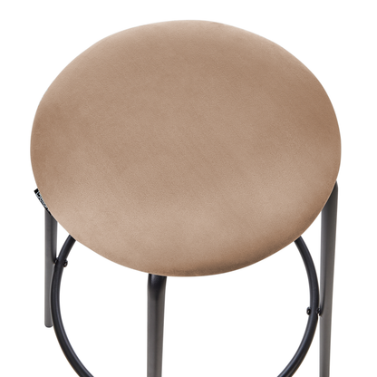 Velvet Bar Stools Set of 2 Light Brown With Footrest